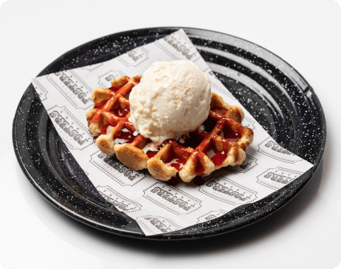 Waffle con Helado